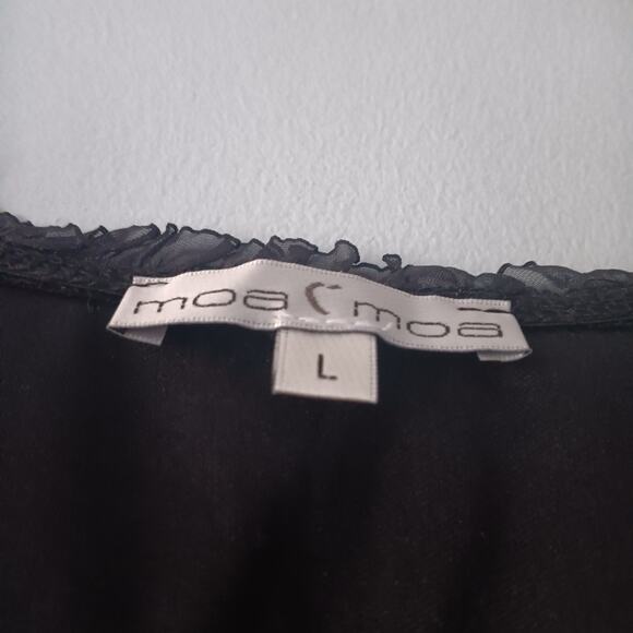 Moa Moa Y2K Ruffle Hook & Eye Top Black Multicolor L - Picture 6 of 8